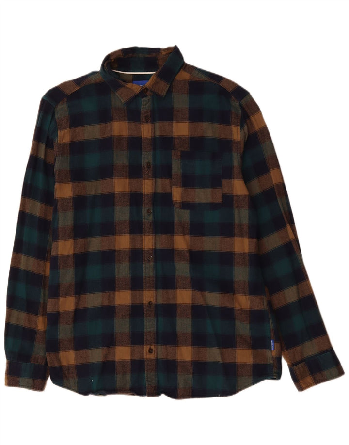 JACK & JONES Mens Flannel Shirt Large Multicoloured Gingham Cotton