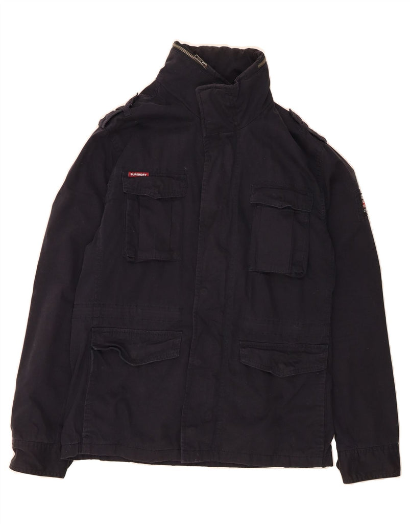 SUPERDRY Mens Military Jacket UK 40 Large Navy Blue Cotton Vintage Superdry and Second-Hand Superdry from Messina Hembry 
