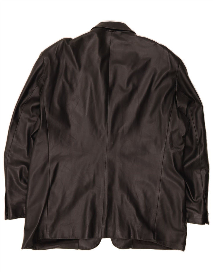 VINTAGE Mens Leather Jacket IT 42 XL Black Leather Vintage Vintage and Second-Hand Vintage from Messina Hembry 
