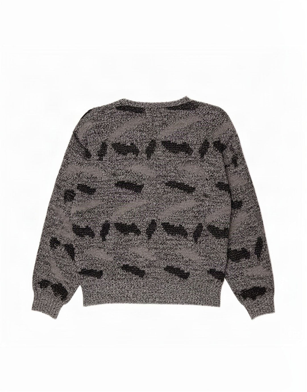 Vintage Womens Abstract Pattern Boat Neck Jumper Sweater UK 20 2XL Black