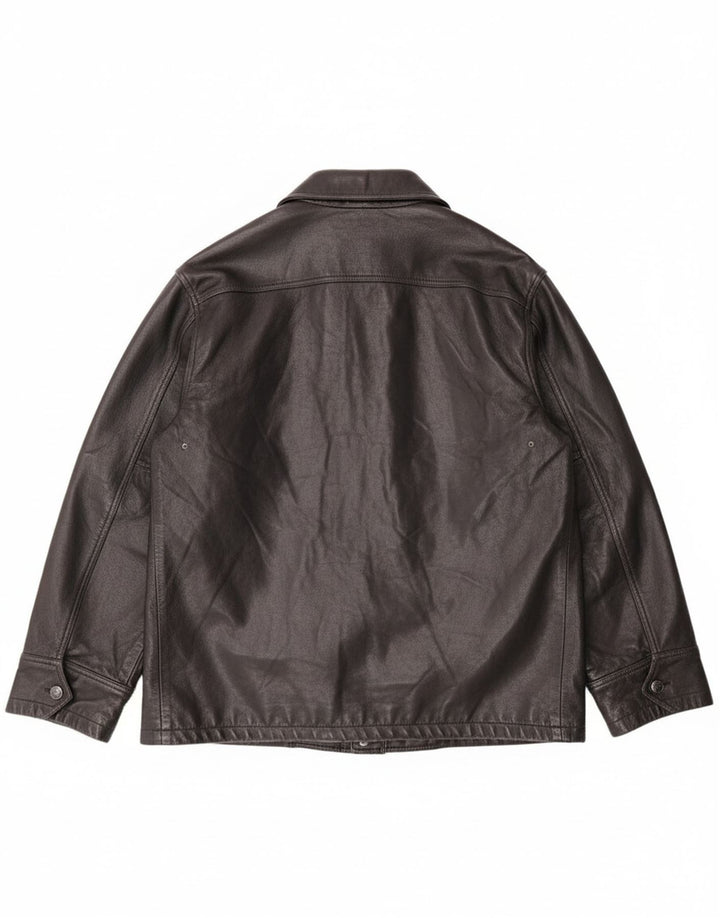 CONBIPEL Mens Hooded Leather Jacket IT 46 Small Black Leather