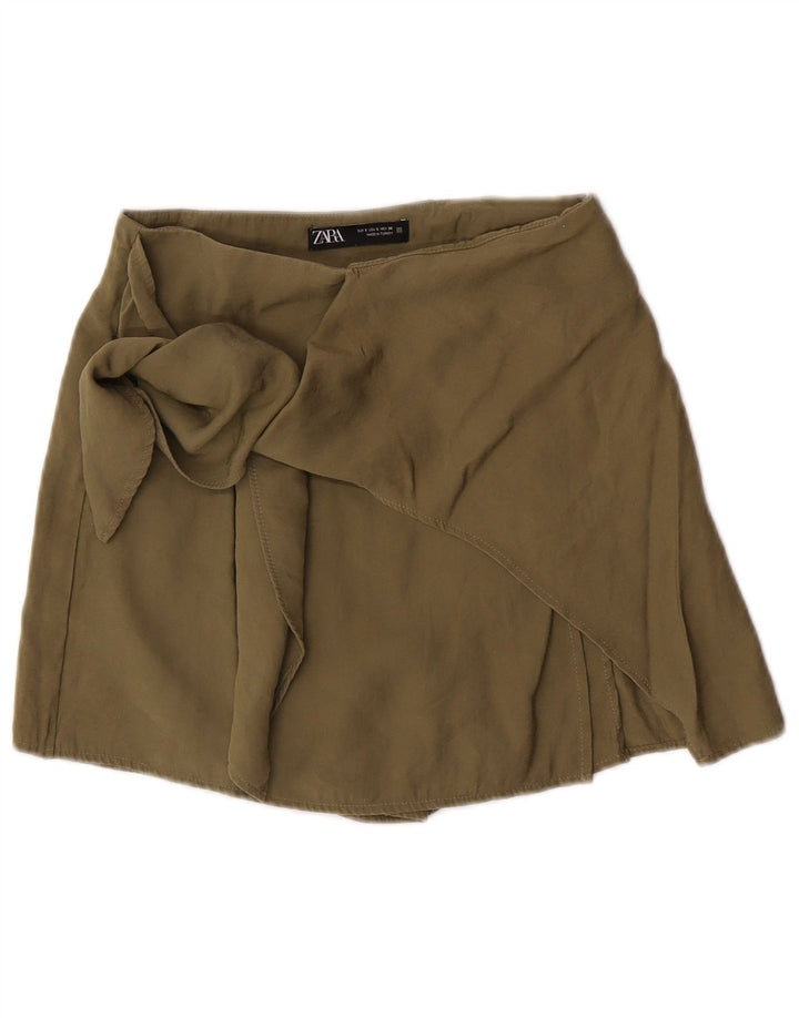 Zara Womens Casual Shorts Small W26 Khaki Modal