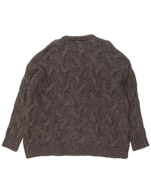 Zara Mens Loose Fit Crew Neck Jumper Sweater Small Grey Acrylic