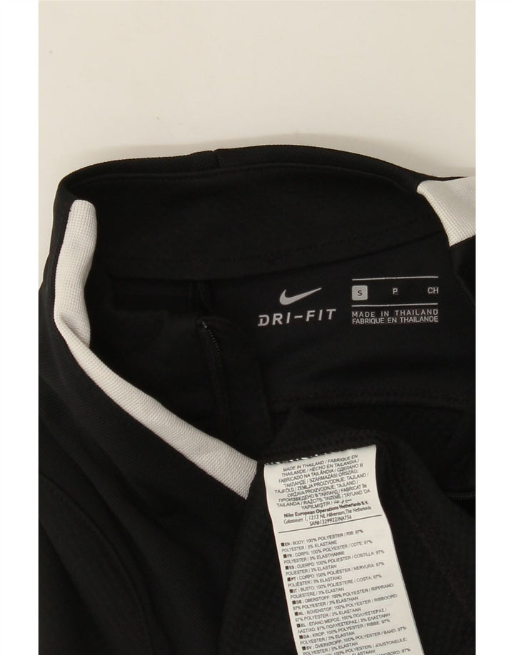 NIKE Mens Dri Fit Zip Neck Pullover Tracksuit Top Small Black Colourblock
