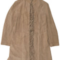 PLEASE Womens Suede Overcoat UK 12 Medium Beige Leather