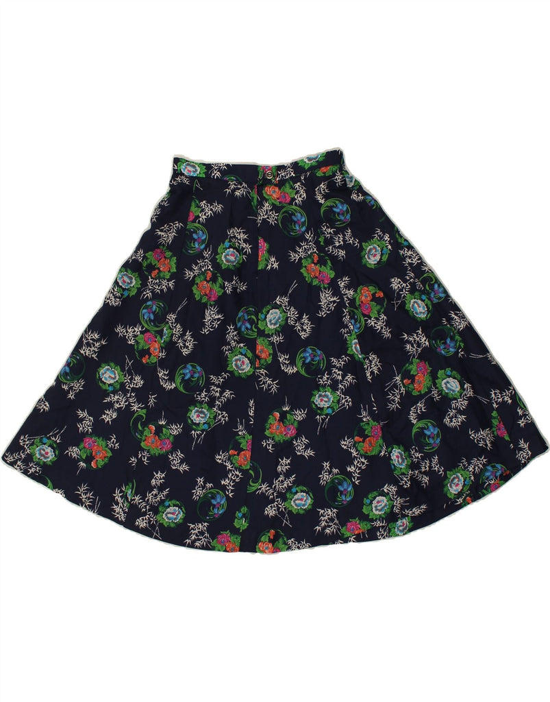 VINTAGE Womens A-Line Skirt W24 XS Navy Blue Floral | Vintage Vintage | Thrift | Second-Hand Vintage | Used Clothing | Messina Hembry 