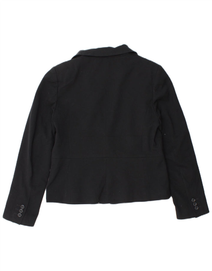 Marks & Spencer Womens Crop 1 Button Blazer Jacket UK 12 Medium Black