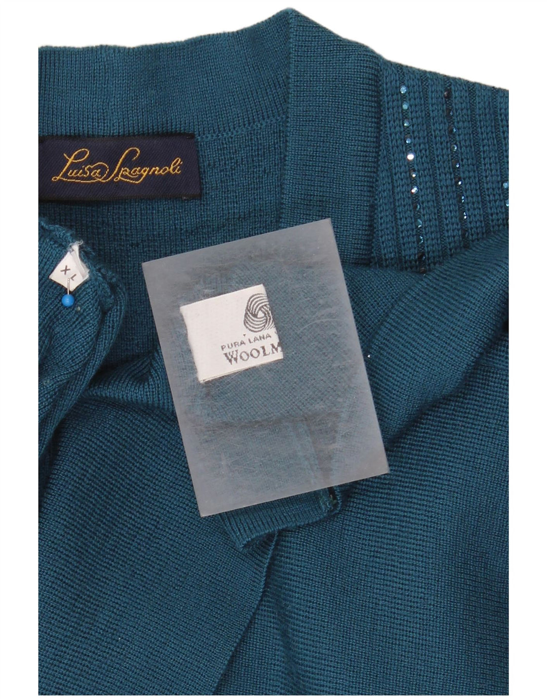 Luisa Spagnoli Womens Cardigan Sweater UK 18 XL Blue Wool