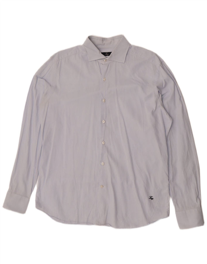 Fay Mens Shirt Size 43 17 XL Blue