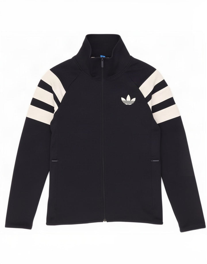 Adidas Mens Tracksuit Top Jacket Small Navy Blue Colourblock Polyester