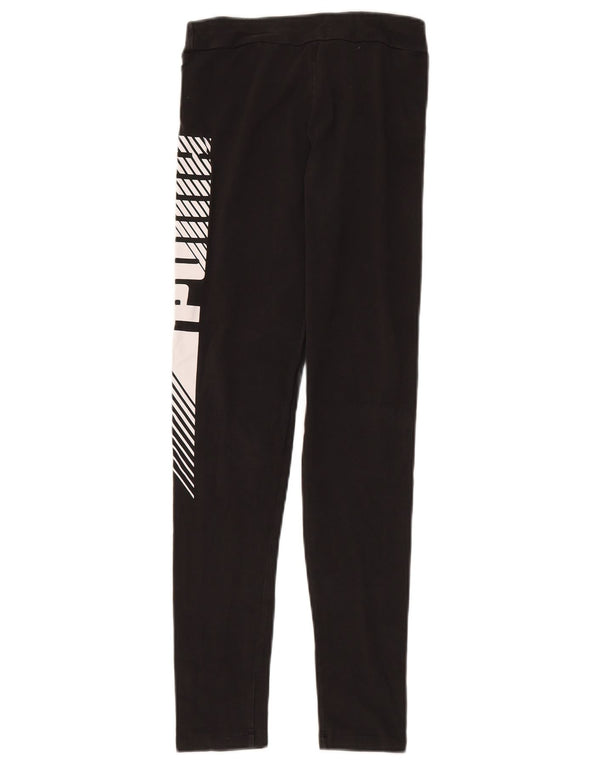 Puma Girls Graphic Leggings 13-14 Years Black Cotton
