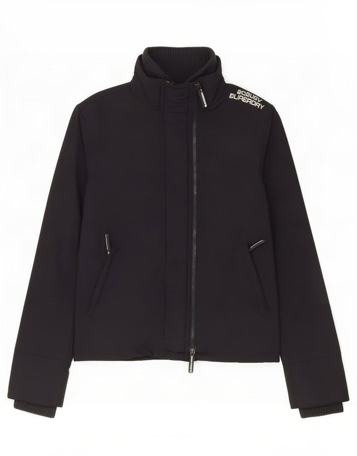 Superdry Womens Graphic Rain Jacket UK 14 Medium Navy Blue Nylon