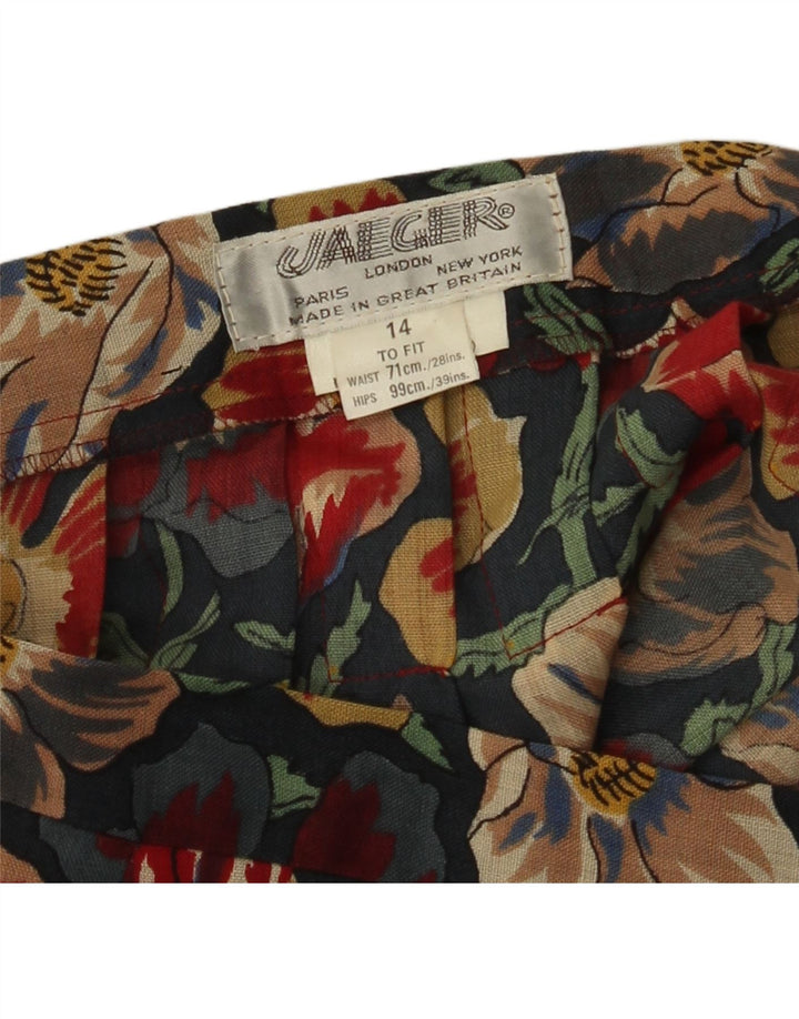 Jaeger Womens Flared Skirt UK 14 Medium W28 Multicoloured Floral Wool