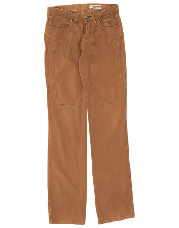Jeckerson Womens Straight Casual Trousers W25 L32 Beige Cotton