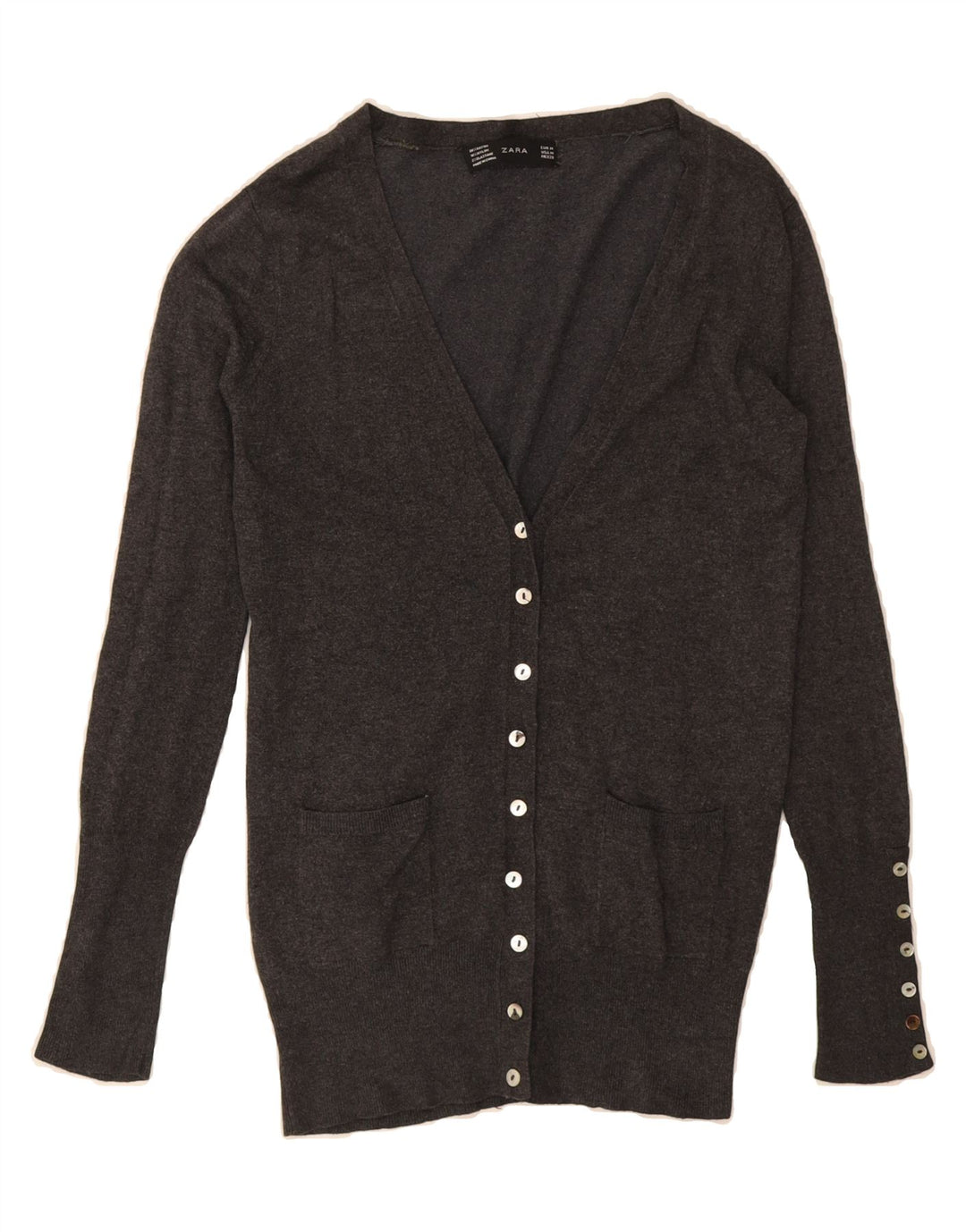 ZARA Womens Cardigan Sweater UK 12 Medium Grey Rayon Vintage Zara and Second-Hand Zara from Messina Hembry 