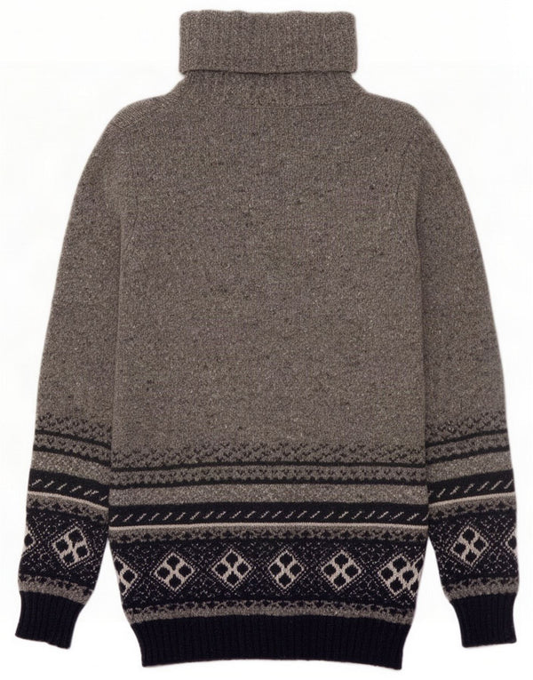 Benetton Womens Roll Neck Jumper Sweater UK 16 Medium Grey Floral