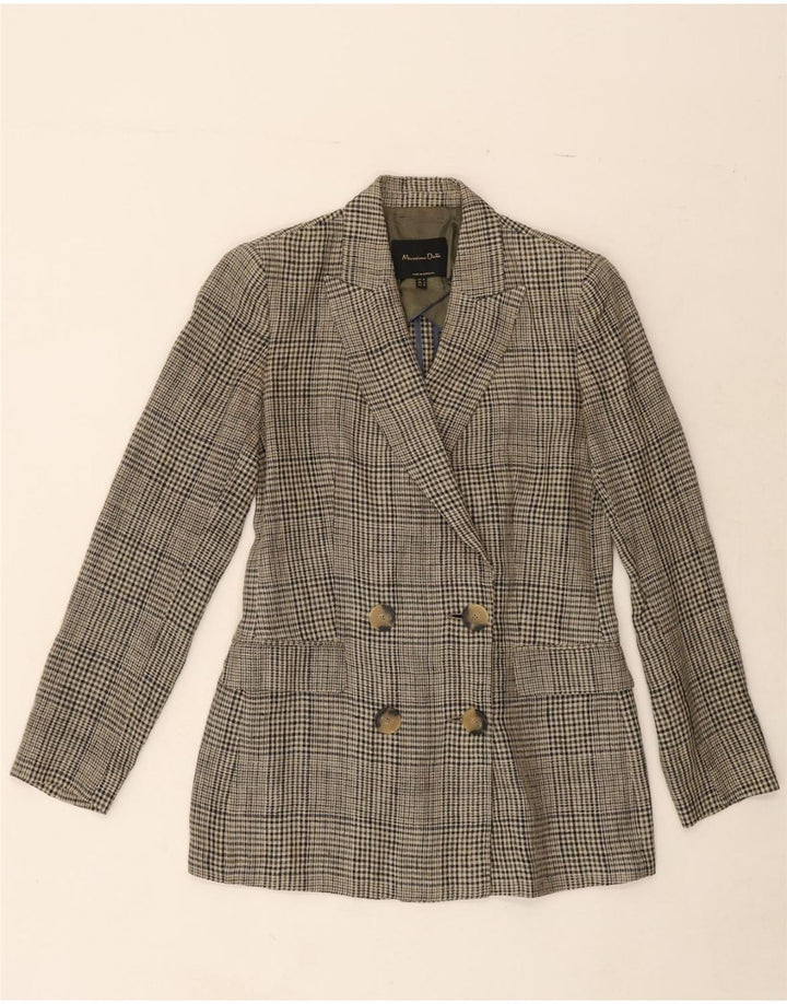 MASSIMO DUTTI Womens Double Breasted Blazer Jacket EU 36 XS Grey Check Vintage Massimo Dutti and Second-Hand Massimo Dutti from Messina Hembry 