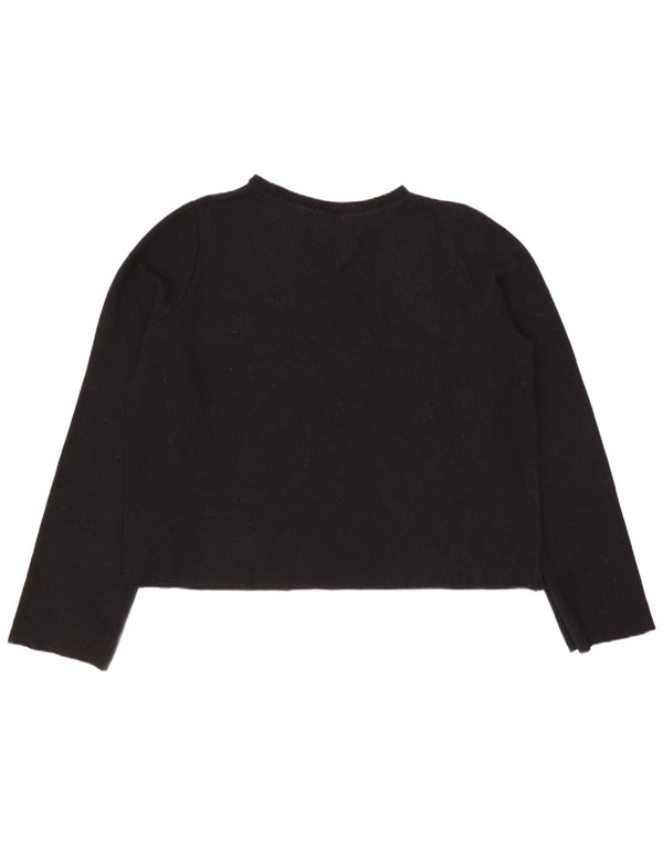 Zara Womens Crop Graphic Top Long Sleeve UK 14 Medium Black Floral