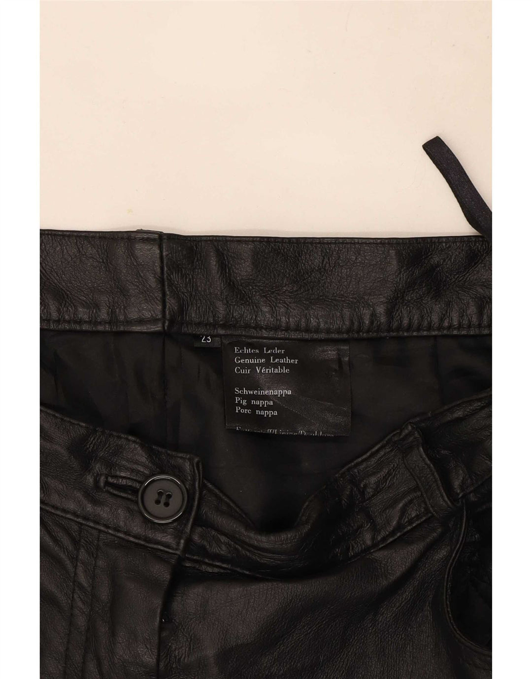 Vintage Womens Straight Leather Trousers W34 L29 Black Leather