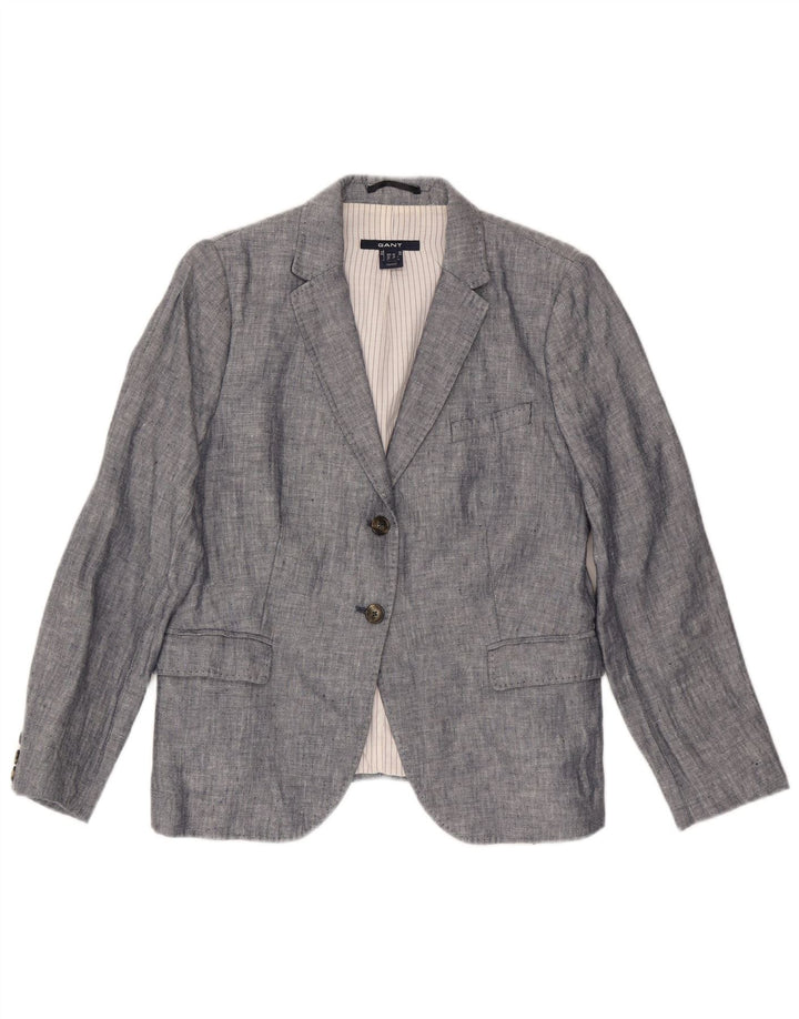 Gant Womens 2 Button Blazer Jacket UK 16 Large Grey Linen