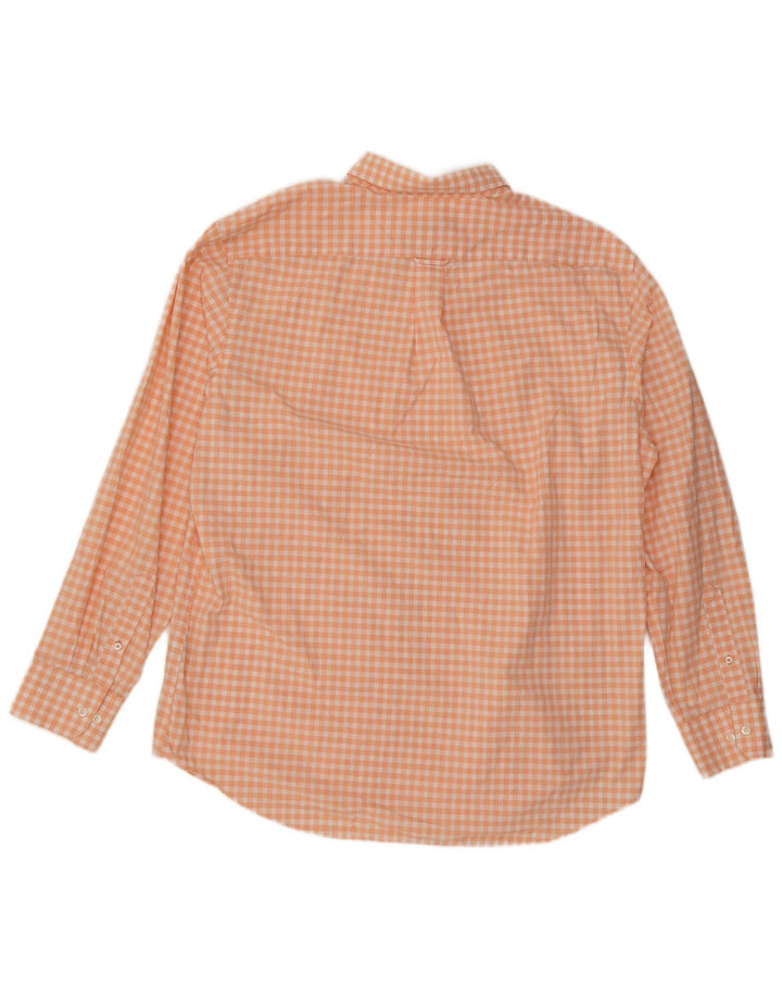 Izod Mens Shirt XL Orange Gingham Cotton