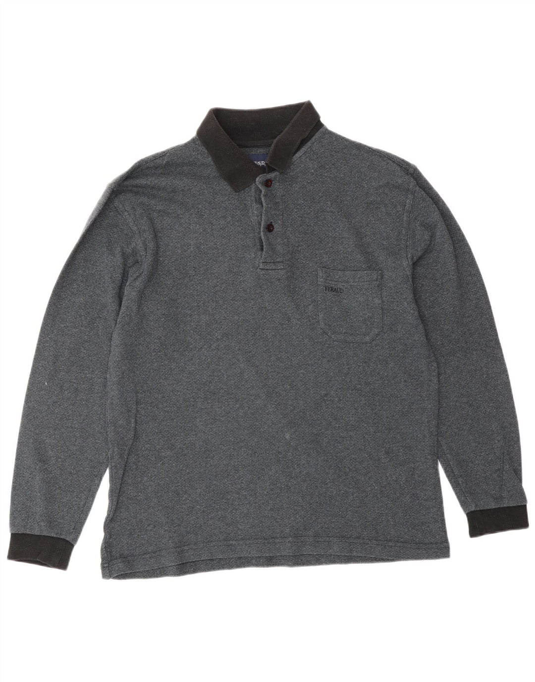 LOUIS FERAUD Mens Long Sleeve Polo Shirt Medium Grey Cotton