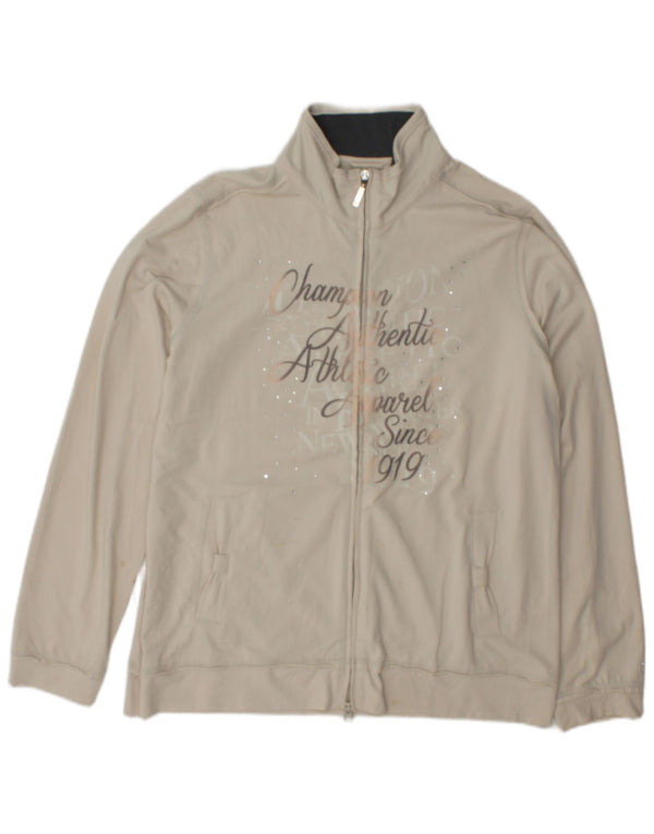 Champion Womens Easy Fit Graphic Tracksuit Top Jacket Large Beige