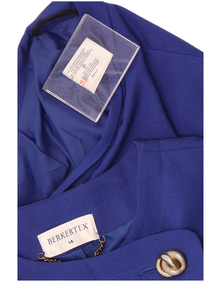Berkertex  Womens 4 Button 2 Piece Skirt Set UK 14 Large Blue Polyester