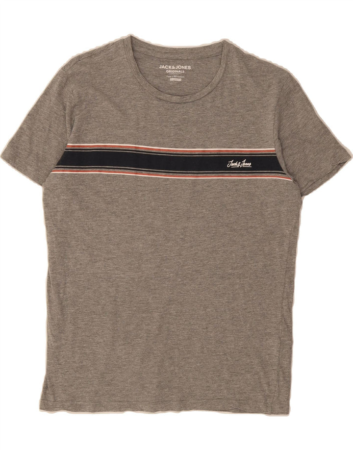 JACK & JONES Mens Regular Fit T-Shirt Top Small Grey Colourblock Cotton Vintage Jack & Jones and Second-Hand Jack & Jones from Messina Hembry 