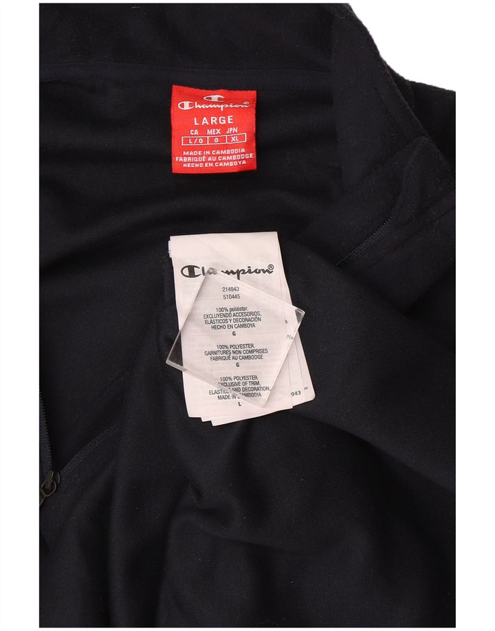Champion Mens Zip Neck Fleece Jumper Large Navy Blue Polyester