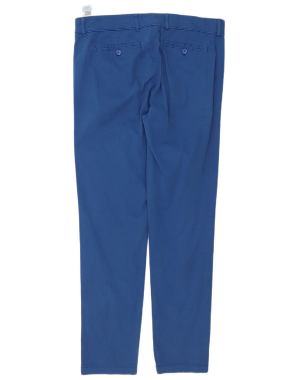 Marks & Spencer Womens Slim Chino Trousers UK 12 Medium W32 L30 Blue Cotton