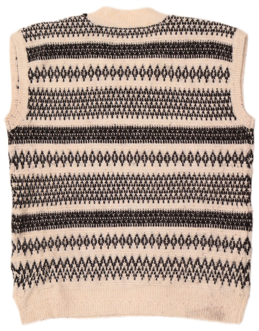 Marks & Spencer Womens Vest Tank Top UK 14 Medium Off White Fair Isle
