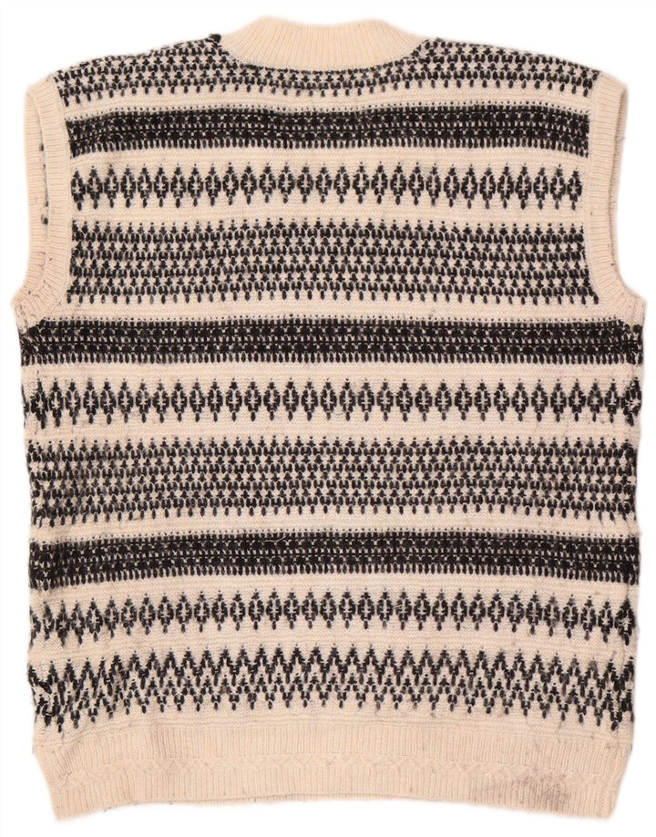 Marks & Spencer Womens Vest Tank Top UK 14 Medium Off White Fair Isle