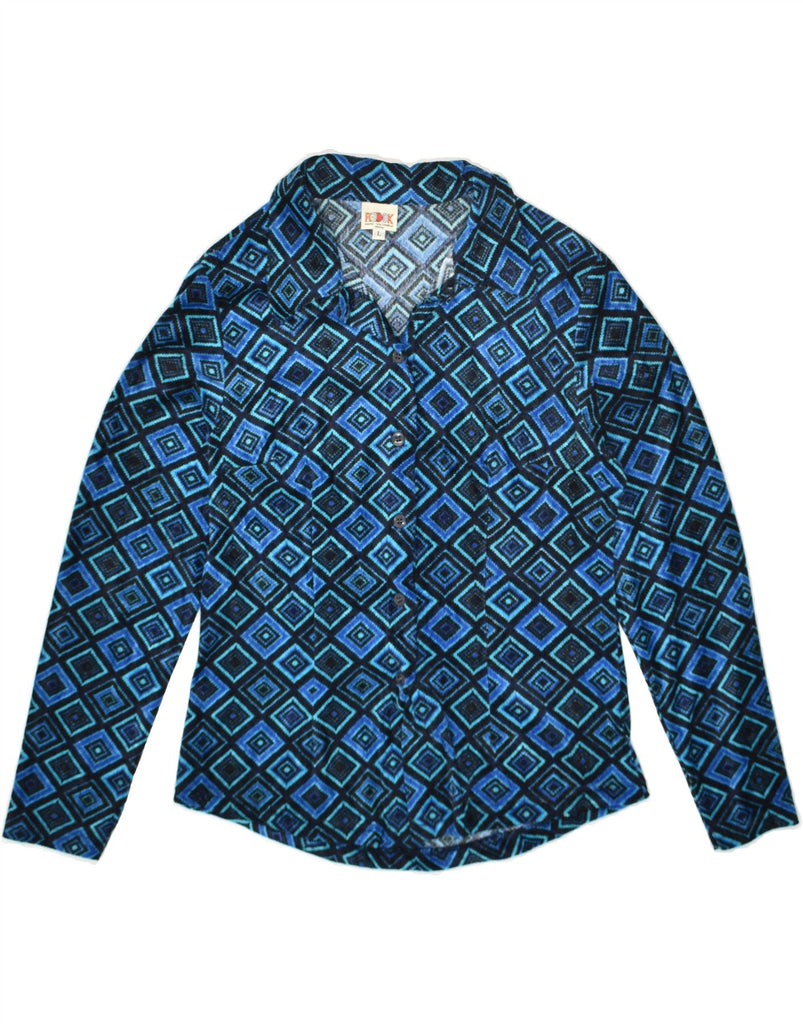 REDOK Womens Shirt UK 14 Large Navy Blue Argyle/Diamond Polyester | Vintage Redok | Thrift | Second-Hand Redok | Used Clothing | Messina Hembry 