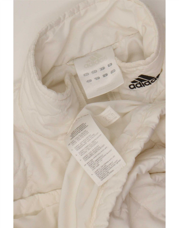 Adidas Womens Quilted Jacket UK 14 Medium White Polyester