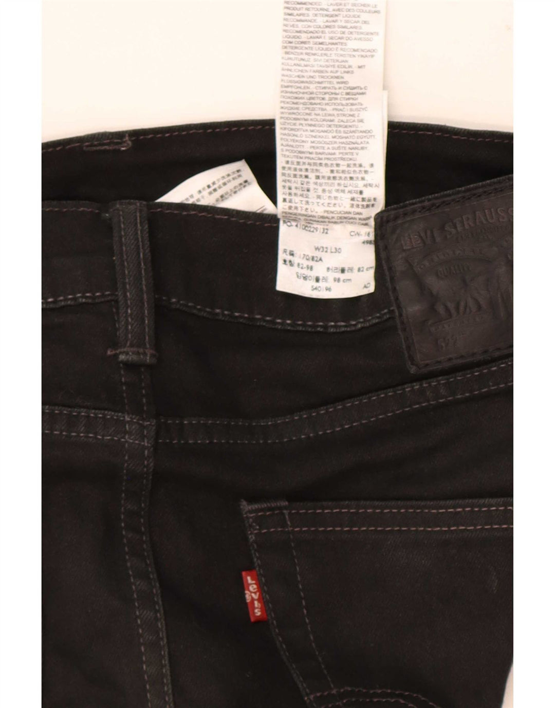 Levi's Mens 522 Slim Tapered Jeans W32 L30 Black Cotton