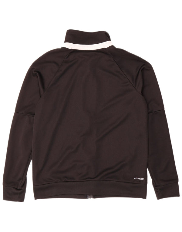 Adidas Boys Aeroready Tracksuit Top Jacket 13-14 Years Black Colourblock