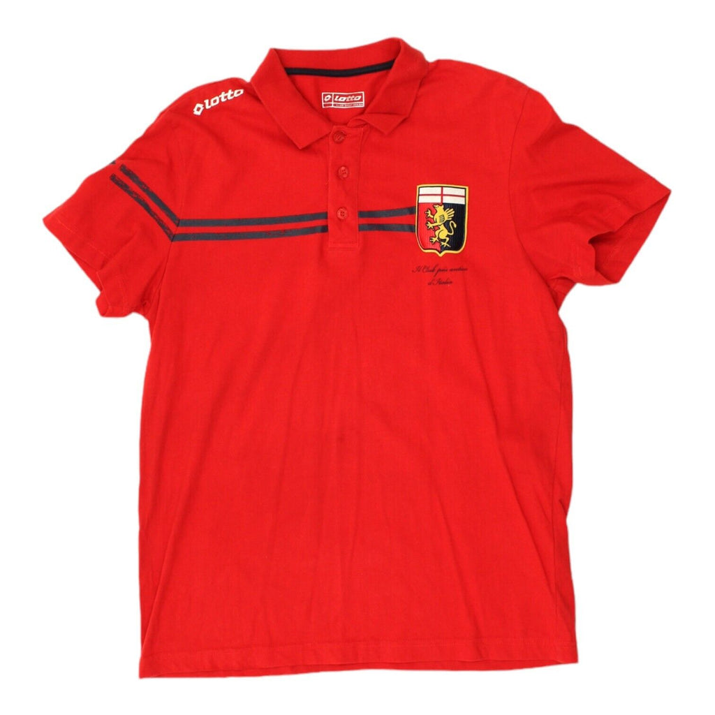 Genoa Mens Red Short Sleeve Lotto Polo Shirt | Italian Football Serie A VTG | Vintage Messina Hembry | Thrift | Second-Hand Messina Hembry | Used Clothing | Messina Hembry 