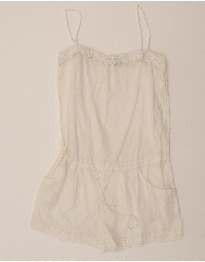 MASSIMO DUTTI Womens Playsuit UK 12 Medium  White Linen Vintage Massimo Dutti and Second-Hand Massimo Dutti from Messina Hembry 