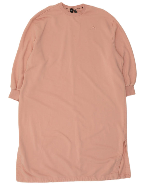 Adidas Womens Oversized Sweatshirt Jumper Dress UK 24/26 2XL Pink Cotton