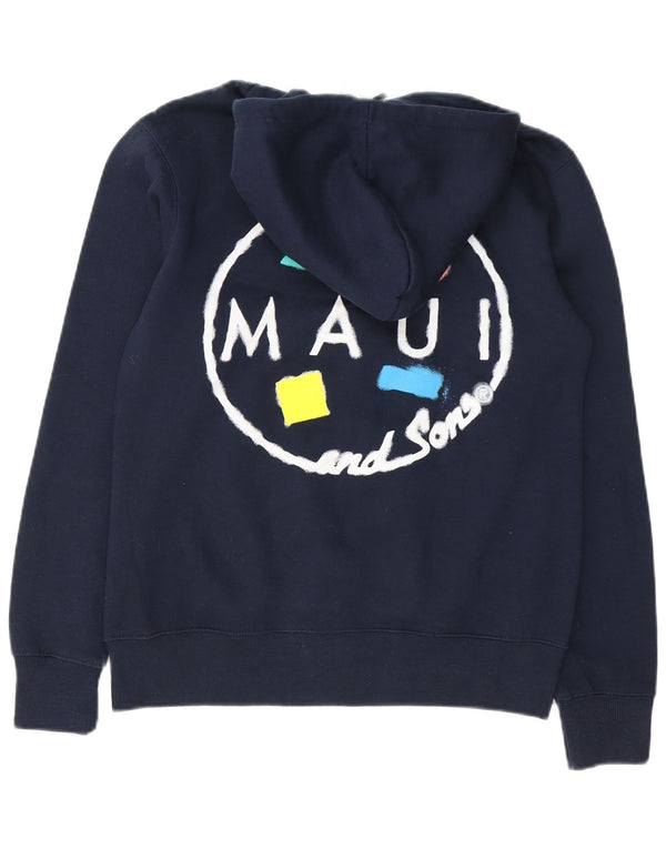 Maui and Sons Mens Graphic Hoodie Jumper Small Navy Blue Cotton