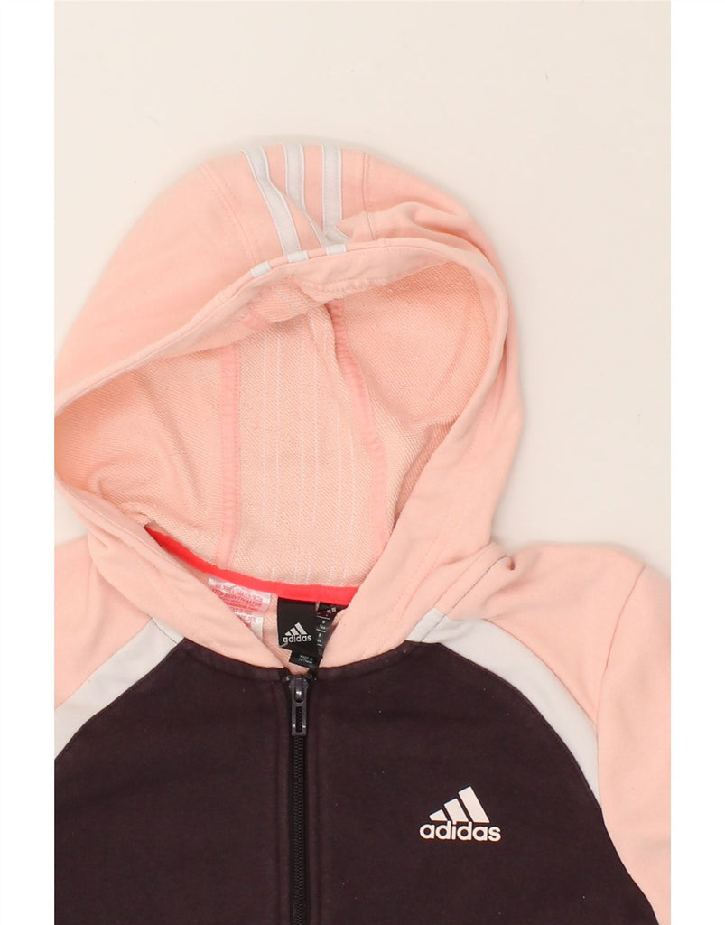 ADIDAS Girls Zip Hoodie Sweater 13-14 Years Pink Colourblock Cotton | Vintage Adidas | Thrift | Second-Hand Adidas | Used Clothing | Messina Hembry 