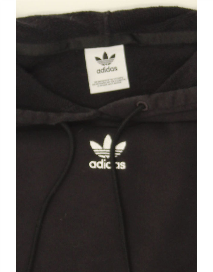 ADIDAS Womens Crop Hoodie Jumper UK 12 Medium Black Vintage Adidas and Second-Hand Adidas from Messina Hembry 