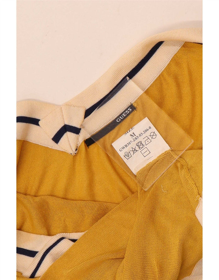 Guess Womens Graphic Halter Top UK 12 Medium Yellow Colourblock Silk