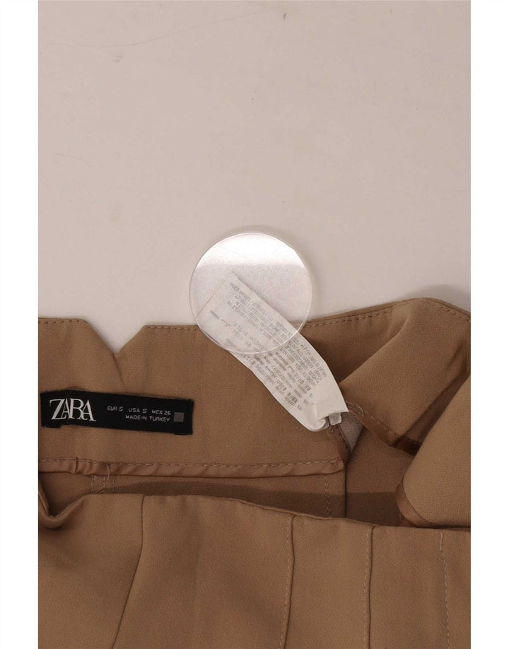 Zara Womens Tapered Casual Trousers Small W26 L26 Brown Polyester