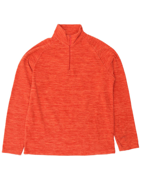 Mountain Warehouse Mens Zip Neck Fleece Jumper Medium Orange Flecked