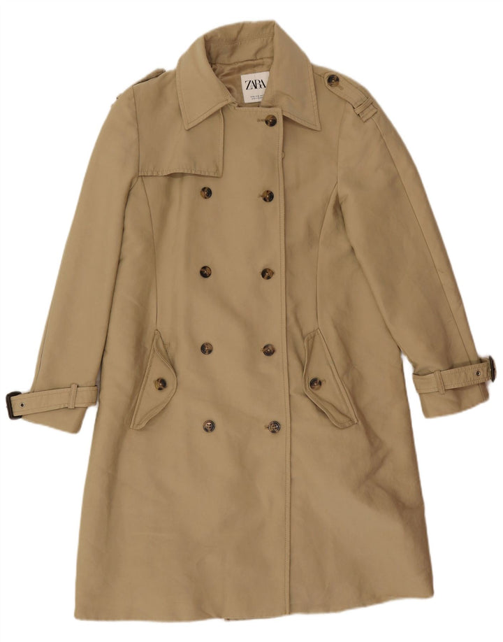Zara Womens Trench Coat UK 14 Medium Beige Polyester