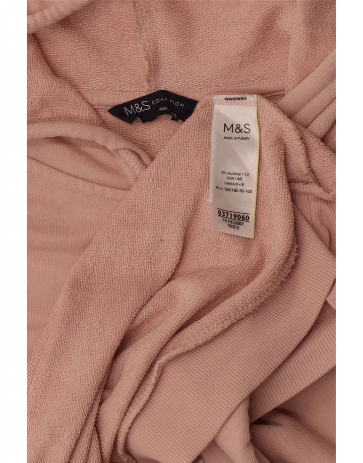 Marks & Spencer Womens Hoodie Jumper UK 12 Medium Pink Cotton