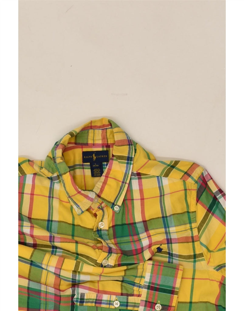 POLO RALPH LAUREN Boys Shirt 14-15 Years Large  Yellow Check Cotton | Vintage Polo Ralph Lauren | Thrift | Second-Hand Polo Ralph Lauren | Used Clothing | Messina Hembry 