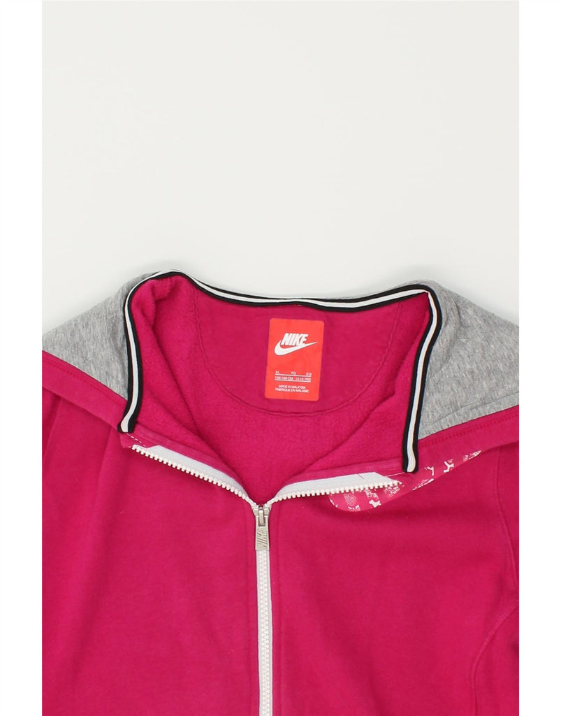 NIKE Girls Graphic Zip Hoodie Sweater 13-14 Years XL Pink Cotton | Vintage Nike | Thrift | Second-Hand Nike | Used Clothing | Messina Hembry 